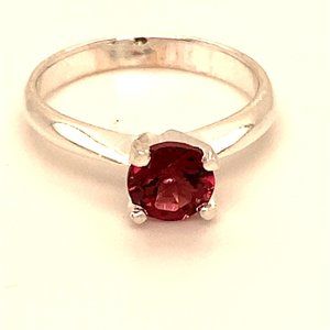 Umbalite Garnet .78ct Platinum Solid Silver Ring